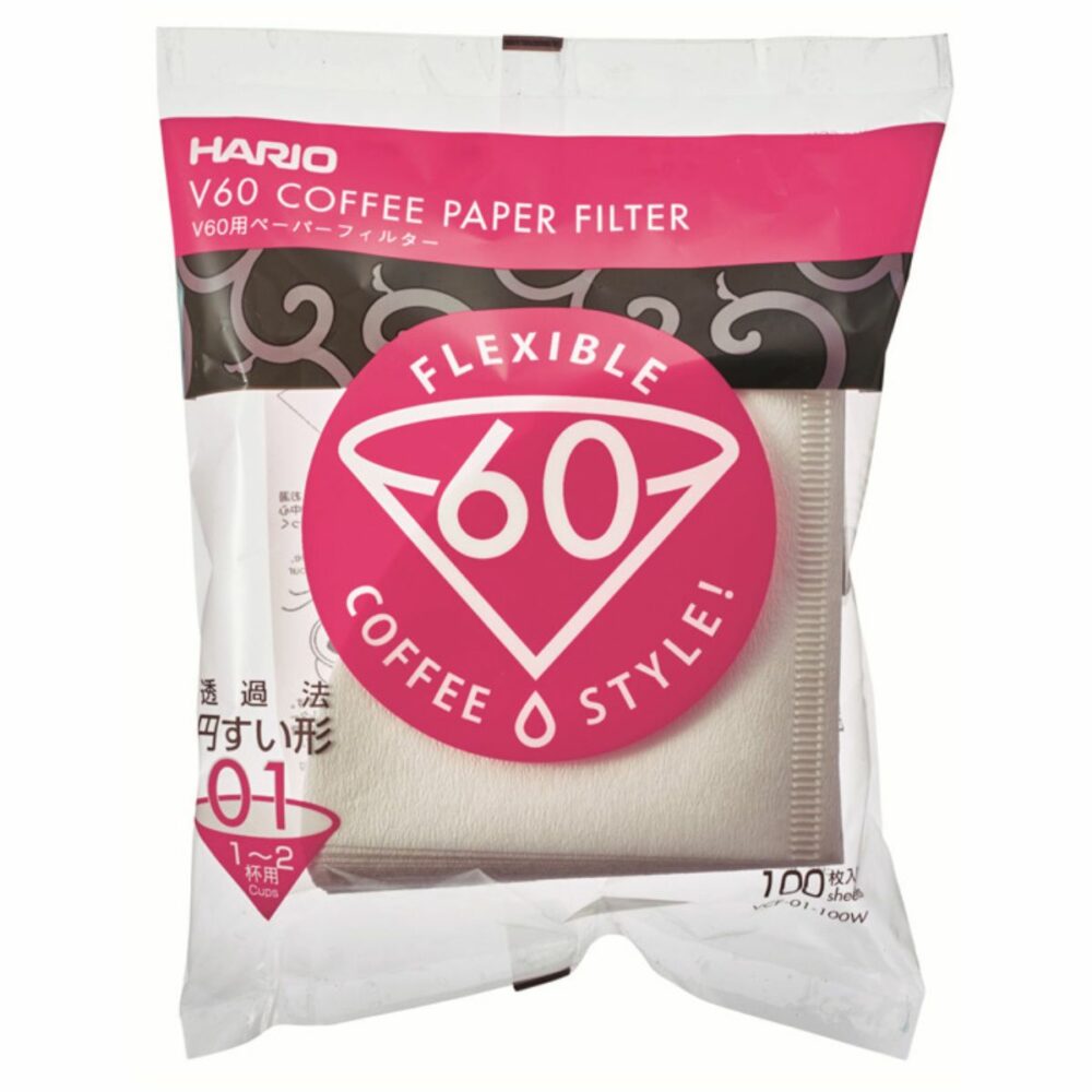100 filtres blancs pour V60 - 1/2 tasses - Hario